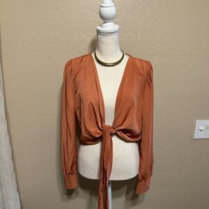 Windsor Terra Cotta Tie front long sleeve blouse (NWT)